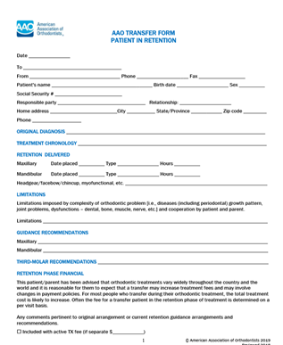 Patient Transfer Forms - Retention